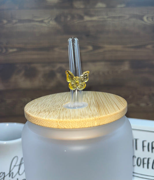 Butterfly Glass Straws